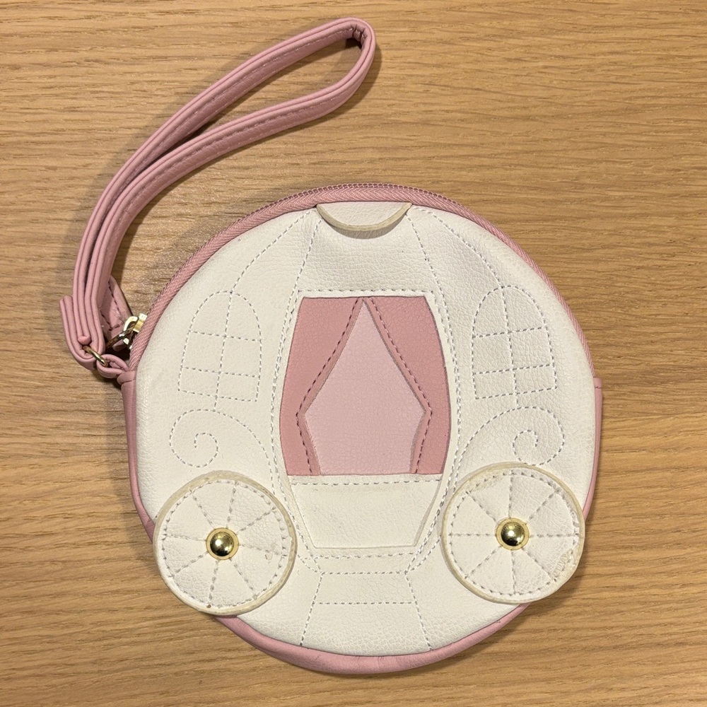 Betsey Johnson Luv Betsey Pink and White Carriage Design Coin Purse Wristlet